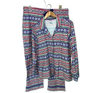 Lands' End Pajama Lot Womens X-Large Flannel Sleep Shirt Bottoms Set Fair Isle